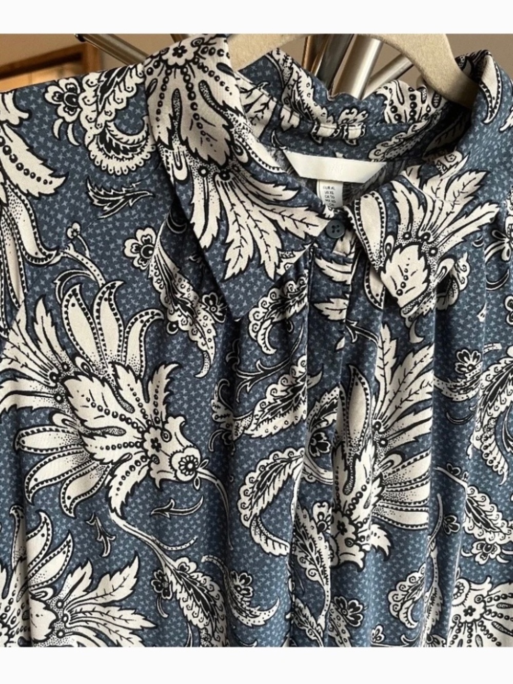 H&M Button up drop waist dress, paisley like print